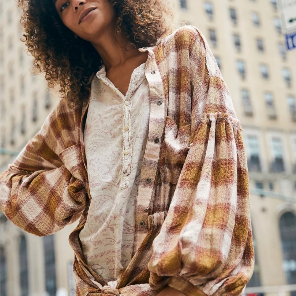 Free People By The Way Plaid Mini Dress NWT